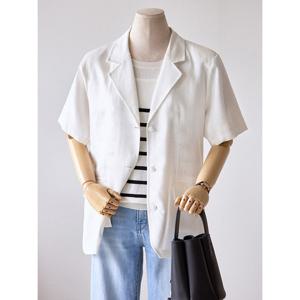 [커스텀에이블][한정] 싸개단추 린넨 반팔 자켓_T2506JK614B