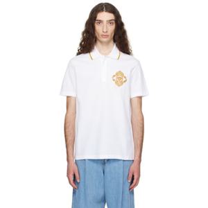 26 SS 베르사체 남성 화이트 자수 바로크 폴로 셔츠 252404M212008