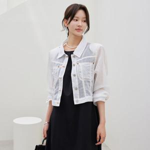 [한정수량] [모리스커밍홈] 스티치 데님라이크 크롭 린넨자켓_M2506JK038B