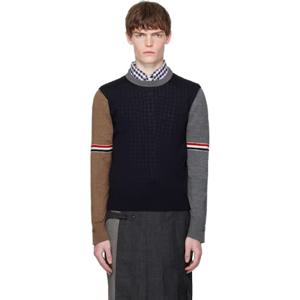 26 SS 톰브라운 남성 멀티컬러 펀믹스 저지 루즈 핏 메리노 스웨터 252381M201004