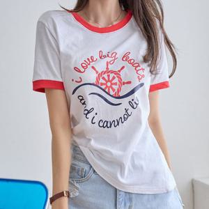 [나크21] (55~110) 배색포인트 마린 반팔티 KO52-T-29