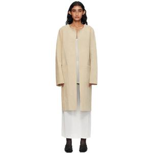 26 SS 토템 여성 베이지 칼라리스 스웨이드 코트 252771F059001
