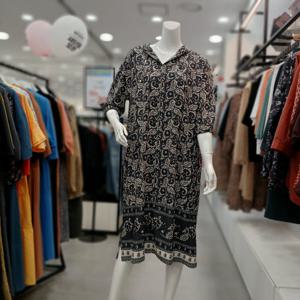 [샤트렌]HCEMOP203 프린트후드원피스