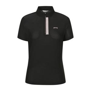 [핑]여성 메쉬 하이넥 반팔 티셔츠  121E2TR455_BK_YS