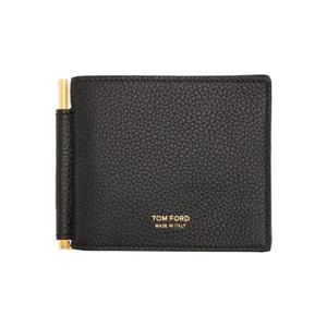 26 SS 톰포드 남성 블랙 소프트 그레인 가죽 T라인 머니클립 지갑 252076M164012