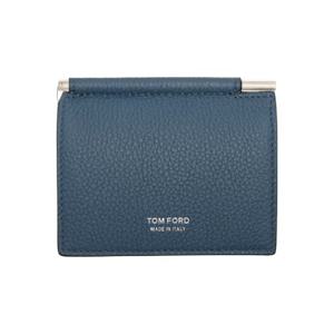 26 SS 톰포드 남성 블루 소프트 그레인 가죽 머니클립 카드 지갑 252076M163014