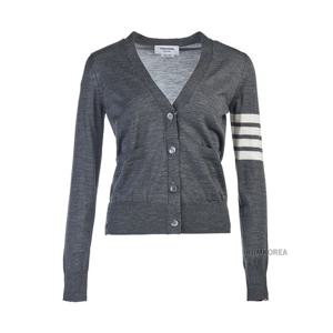 [톰브라운] FW25 여성 울 4바 브이넥 가디건 FKC334A Y1014 035