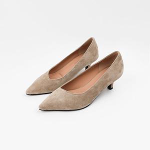 [신난다슈] 여성 구두 펌프스 힐 5cm 여자 스틸레토 힐 스웨이드 발편한 쿠션 BS25099S 카키