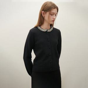 [SATIN] 비즈 장식 니트 가디건 O254T913