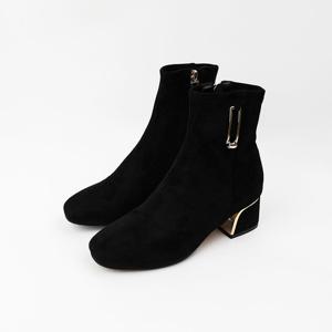 [신난다슈] 여성 앵클부츠 5cm 스판 숏 앵글 부츠 기모 스웨이드 통굽 MRO255125 블랙