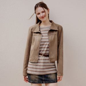 FOCUS  집업 카라 크롭 스웨이드 자켓 PBBF5F1JK1031