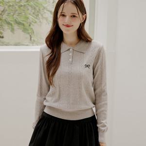 FOCUS  리본 자수 카라 니트 PBBF5F1KT2101