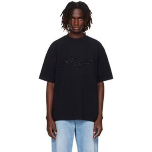 26 SS 아크네 남성 블랙 로고 루즈 핏 티셔츠 252129M213013