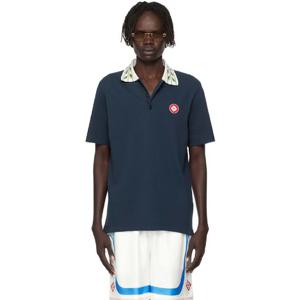 26 SS 카사블랑카 남성 네이비 클래식 로렐 피케 폴로 셔츠 252195M212007