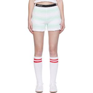 26 SS 카사블랑카 여성 화이트   그린 스트라이프 셔링 쇼츠 252195F088005