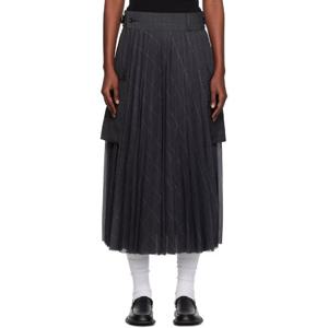 26 SS 사카이 여성 그레이 글렌 체크 미디 스커트 252445F092004