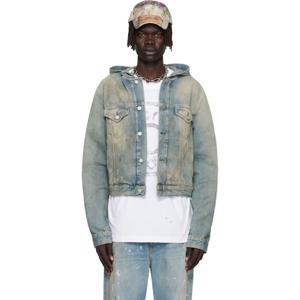 26 SS 아크네 남성 블루 후드 데님 재킷 252129M177003