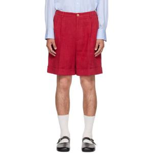 26 SS 발렌티노 남성 레드 리넨 버뮤다 쇼츠 252476M193002