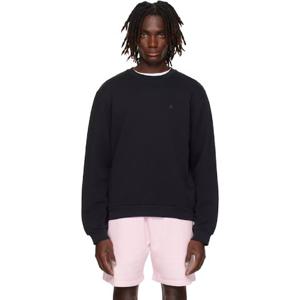 26 SS 아크네 남성 블랙 크루넥 플리스 스웨트셔츠 252129M204003