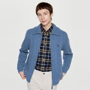 헤지스  25FW  남성 하이넥 울 케이블 방풍 집업 가디건 HZSW5D327B3