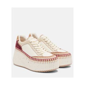 끌로에 Nama 스웨이드 트리밍 레더 플랫폼 스니커즈 P01102202