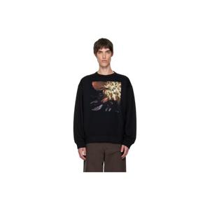 26 SS 드리스반노튼 남성 블랙 그래픽 스웨트셔츠 252358M204002