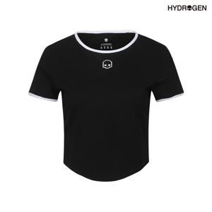[하이드로겐] 여성 핫썸머 크롭 핏 변형 티셔츠 H21D2TR618_BK