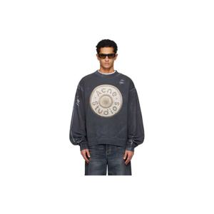 26 SS 아크네 남성 블랙 로고 스웨트셔츠 252129M204007