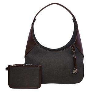 [에스콰이아]25FW 신상 파우치 장식 세트 빅 경량 원단 가죽 콤비 토트 숄더백 EOEFHB871GY