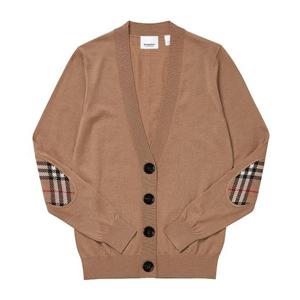 버버리 가디건 8074885 도녹 체크 패치 메리노 울 여성가디건