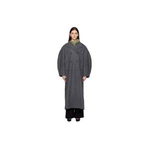 26 SS 가니 여성 그레이 울 오버사이즈 롱 피코트 252144F067001