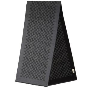 26 SS 구찌 GG 로고 모노그램 패턴 자카드 울 니트 머플러 블랙그레이 391246 4G200 1160