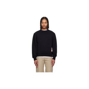 26 SS 버버리 남성 블랙 체크 라벨 코튼 후드티 261376M204000