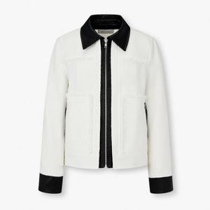 보브  (7156110001) 레더 패치 트위드 자켓