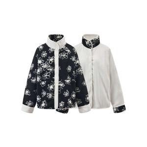 [탱커스]리버시블 플라워 패턴 하이넥 시어링 자켓 (TX4JK031L0)