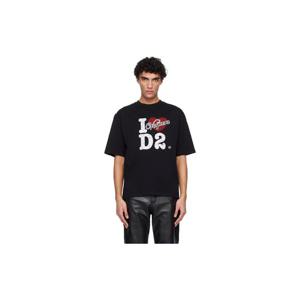 26 SS 디스퀘어드2 남성 블랙 Vaquera 디스트레스 루즈 핏 티셔츠 252148M213046