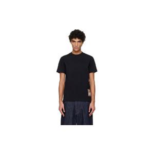 26 SS 버버리 남성 블랙 체크 라벨 코튼 티셔츠 261376M213011