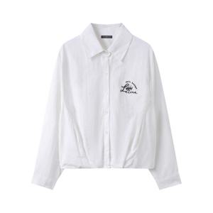 [나인식스뉴욕]데일리 카라 자수 밑단 핀턱 셔츠 (NQ1BA002L0)