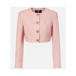 발망 크롭 레더 재킷 P01128235