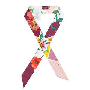 구찌  플로라 실크 트윌 넥 보우 스카프 851201 3G001 5472 퍼플