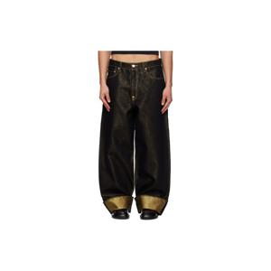 26 SS 겐조 남성 블랙 턴업 와이드 핏 데님 진 261387M186001