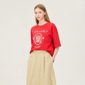 [베네통]자수 포인트 오버핏 반팔 티셔츠_BATSA2611