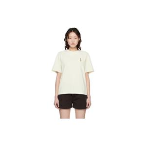 26 SS Maison Kitsune 여성 오프 화이트 드레스드 폭스 컴포트 티셔츠 261389F110038