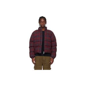 26 SS 오프화이트 남성 버건디 스프레이 애로우 체크 플란넬 다운 재킷 252607M178000