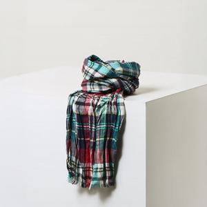 [헤지스] 남성 체크 린넨 머플러 HZMU6E101B3