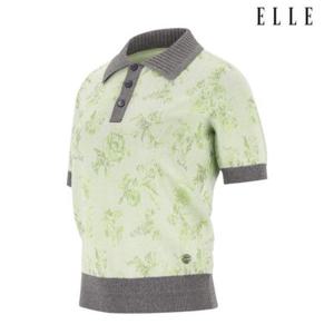 엘르골프 세이브존01 여성 플라워 패턴 폴로 스웨터 6L43604 701