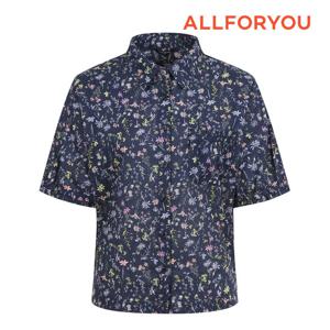 [올포유] 여성 플라워 프린트 카라 반팔 블라우스 ALBLN4431-915