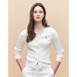 [TAG가 259000원]헤지스 여성 25SS 스테디셀러면100%아이보리 케이블 긴소매 라운드넥 가디건 WSSW5AC11IV