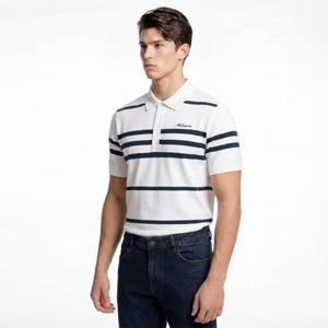 [먼싱웨어] 남성 스트라이프 반팔 스웨터 화이트 MR121MSW32