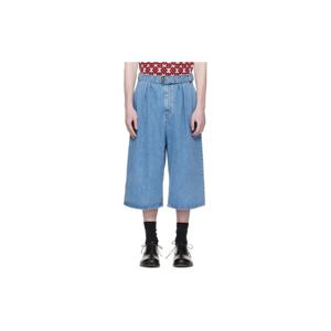 26 SS 드리스반노튼 남성 블루 플리츠 데님 쇼츠 261358M193021